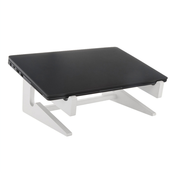 NEW True Living White Wooden Laptop Stand Storage Simplistic Minimalist Office - Picture 2 of 3